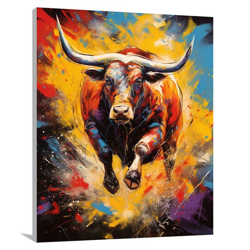 Vibrant Bull: Farm Animals in Pop Art - Canvas Print