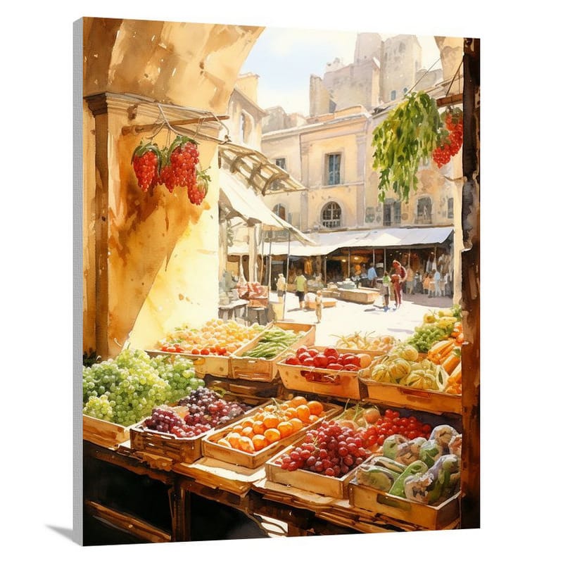 Vibrant Pisa: Colorful Market Stalls - Canvas Print