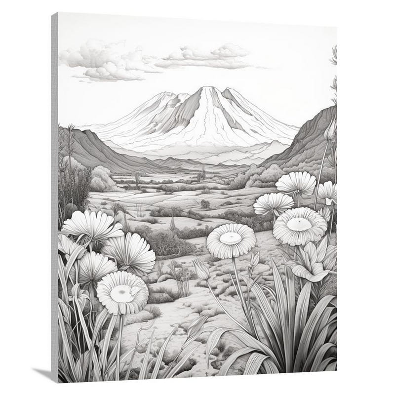Volcanic Blossoms - Black And White - Canvas Print