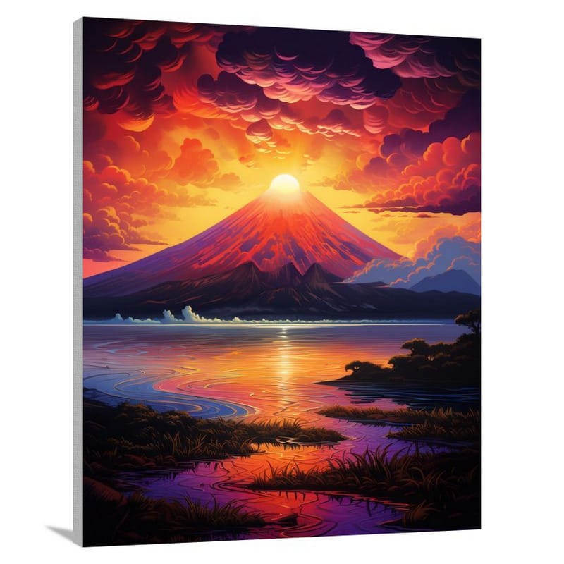 Volcano's Fiery Embrace - Canvas Print