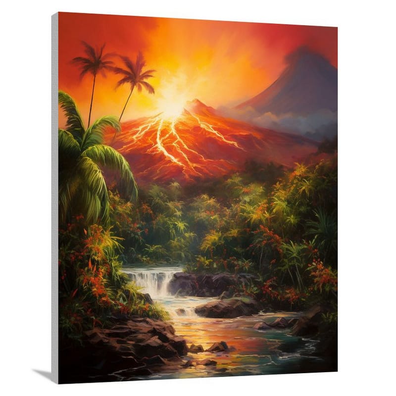 Volcano's Fiery Symphony - Canvas Print