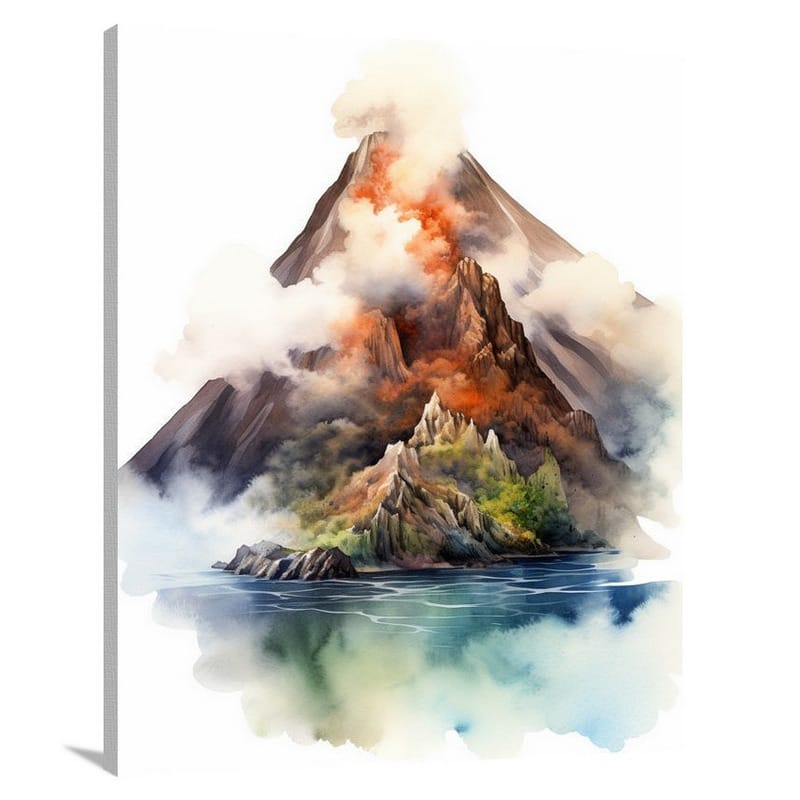 Volcano's Misty Embrace - Canvas Print