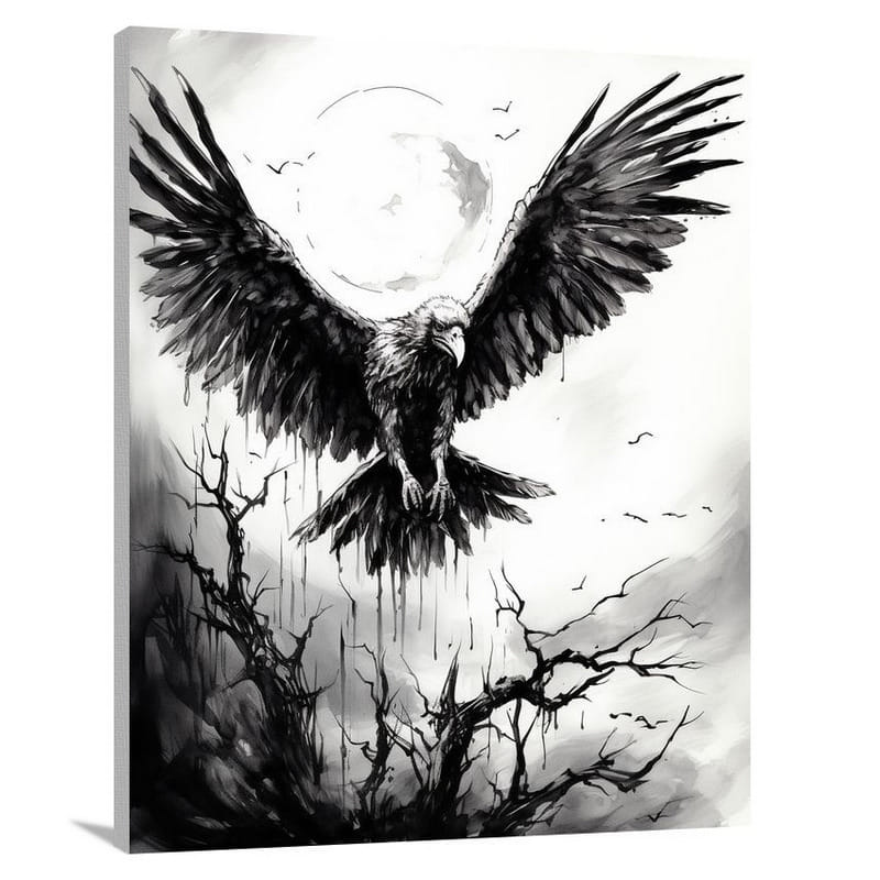 Vulture's Flight - Black And White - Canvas Print