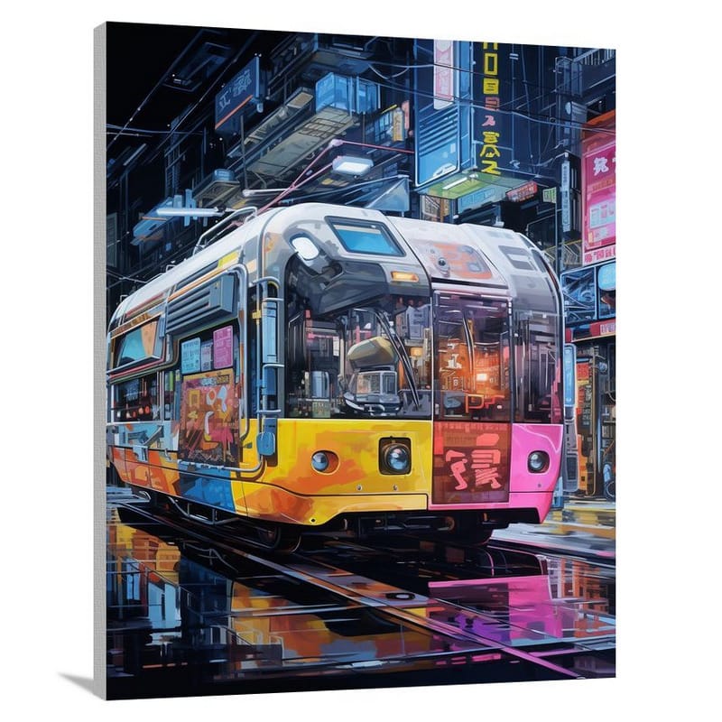 Wagon's Neon Journey - Canvas Print