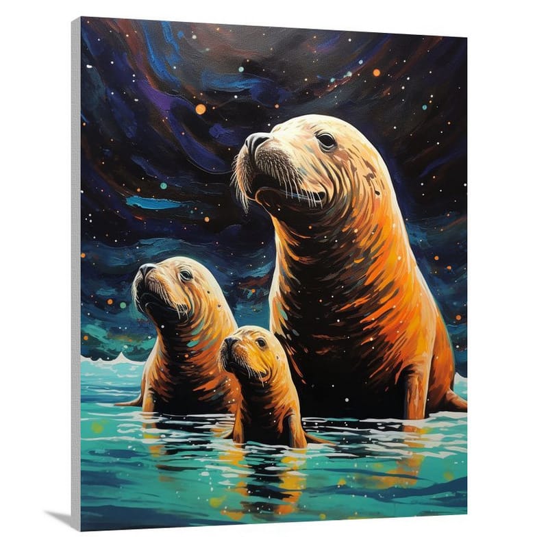 Walrus Family: Sea Symphony - Canvas Print