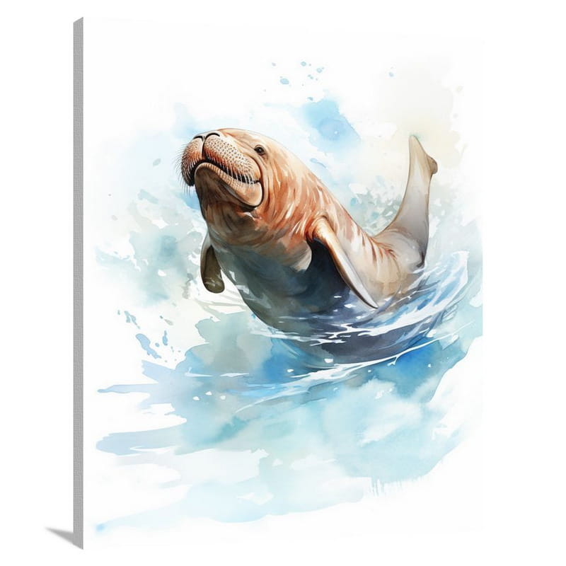 Walrus's Dive - Watercolor - Canvas Print