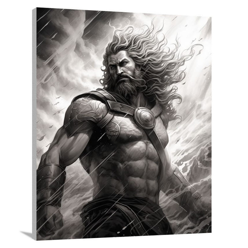 Warrior's Resolve - Black And White - Canvas Print