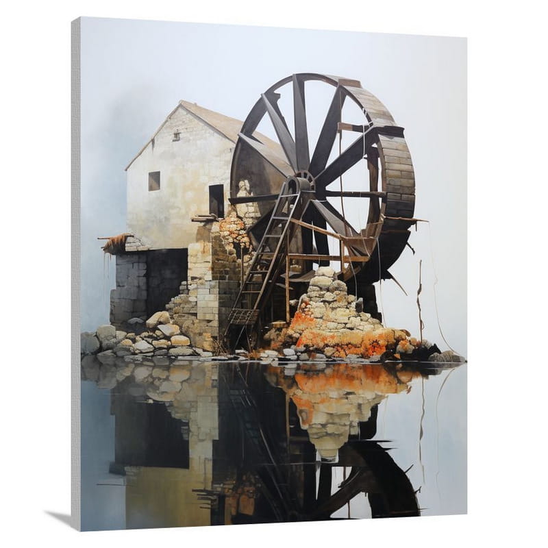 Watermill Reflections - Minimalist - Canvas Print