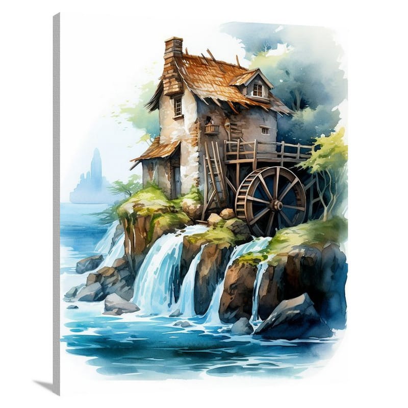 Watermill Serenity - Watercolor - Canvas Print