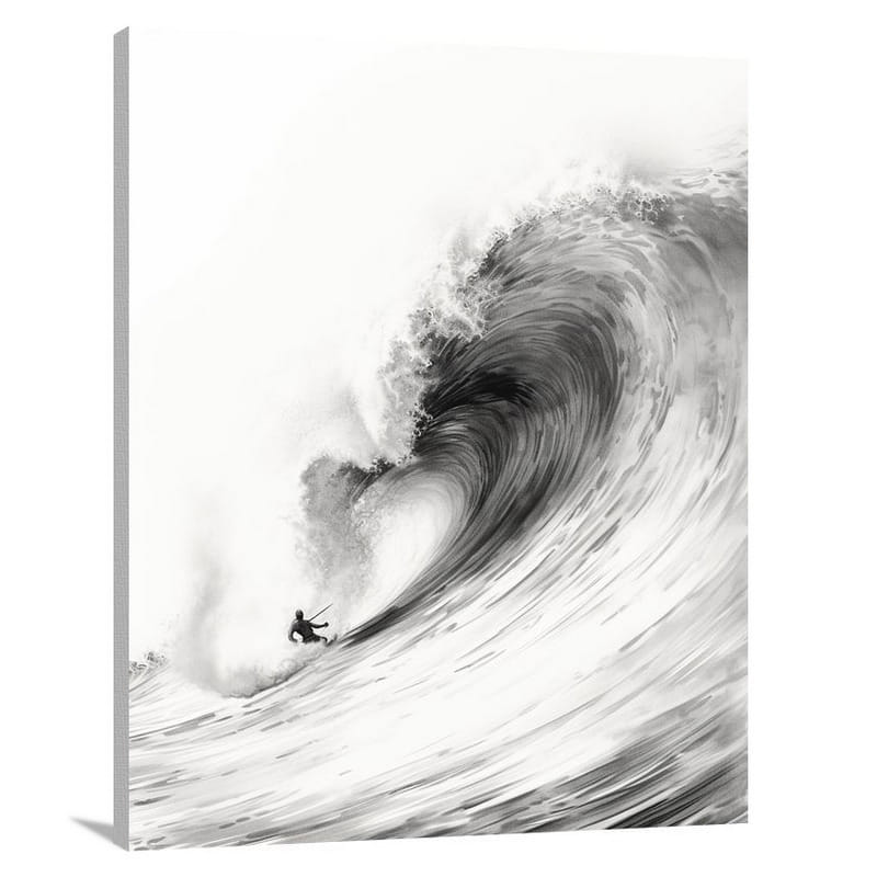 Wave Rider - Black And White - Canvas Print