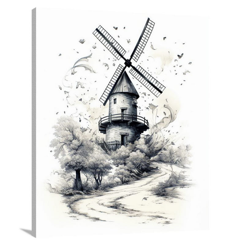 Whimsical Dance of the Windmill - Canvas Print