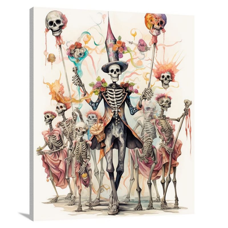 Whimsical Skeleton Carnival - Canvas Print