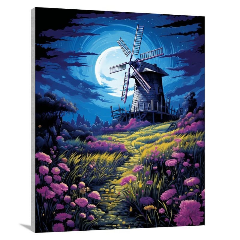 Whirling Blossoms: Windmill's Dance - Canvas Print