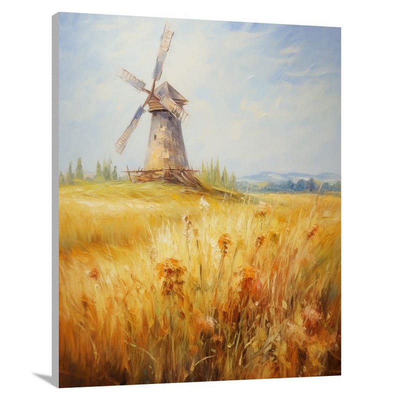 Whirling Symphony: Windmill's Grace - Impressionist - Canvas Print