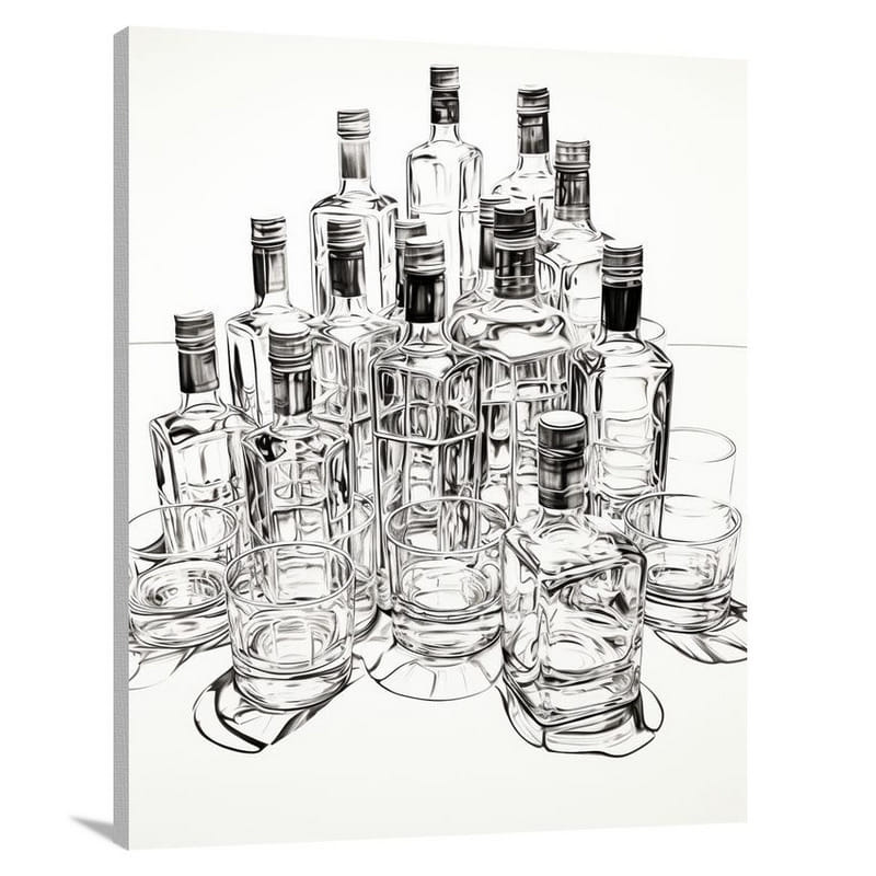 Whiskey - Black and White - Canvas Print