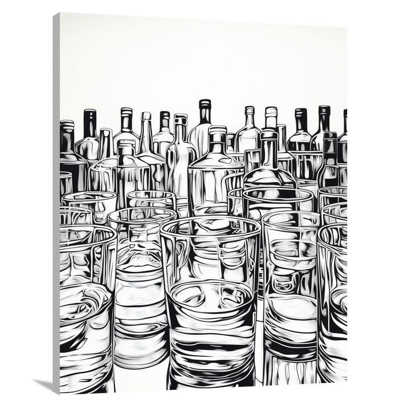 Whiskey Reverie - Black And White - Canvas Print