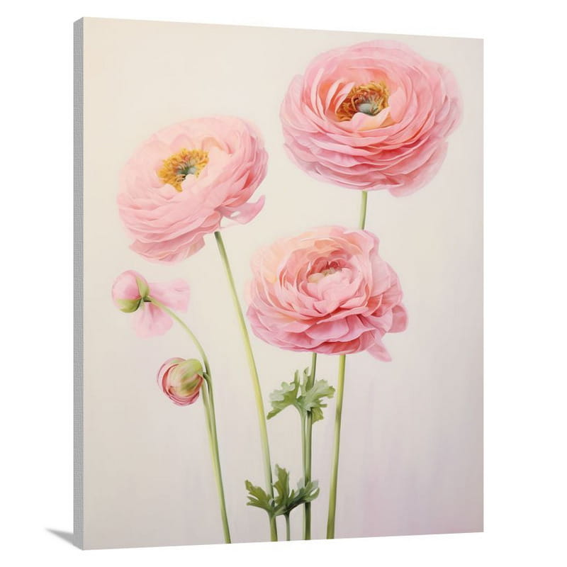 Whispering Love: Ranunculus Blooms - Minimalist - Canvas Print