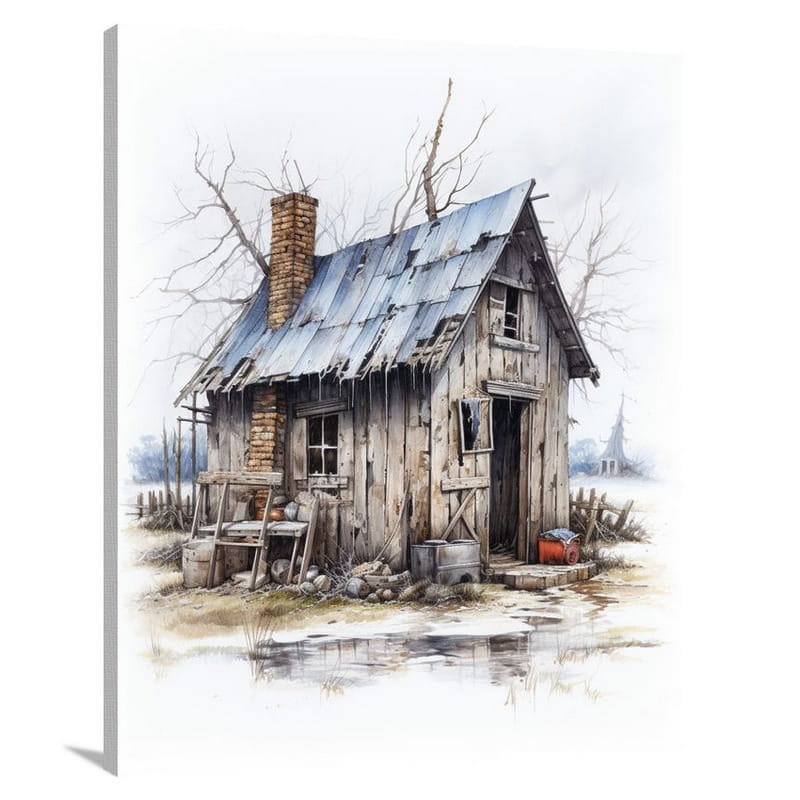 Whispering Memories: Cabin Architecture - Canvas Print