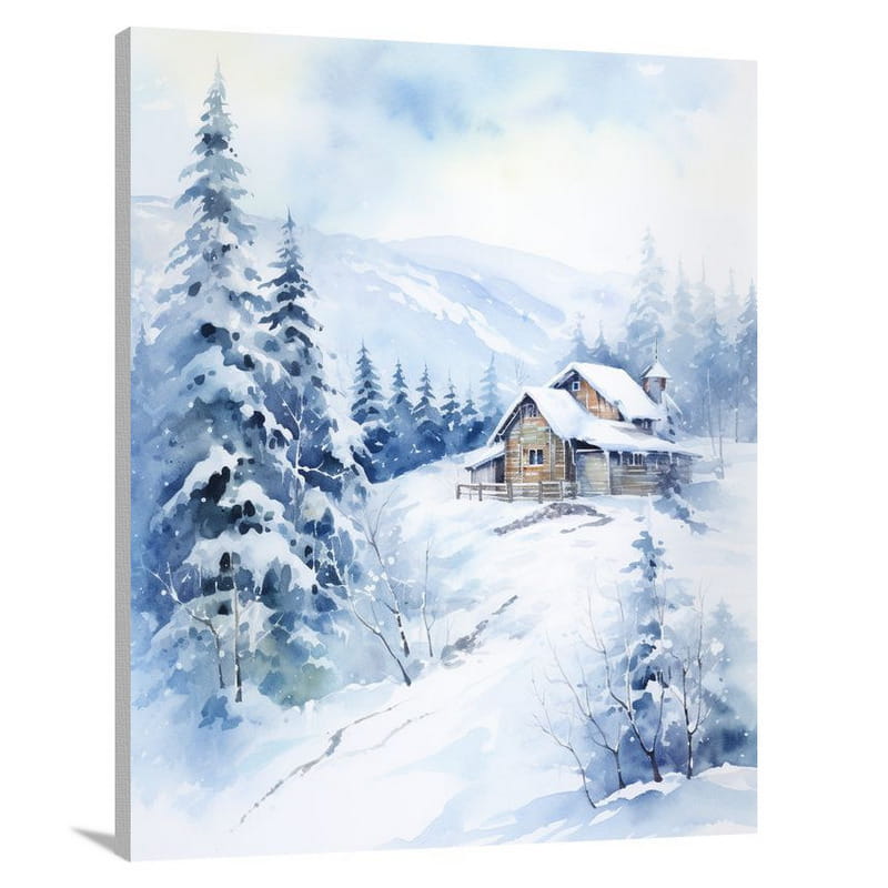 Whispering Secrets in Snow - Watercolor - Canvas Print