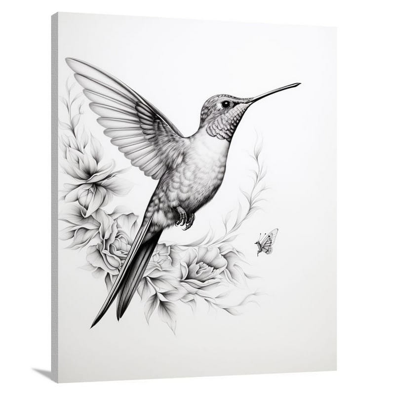 Whispering Wings: Hummingbird's Flight - Canvas Print