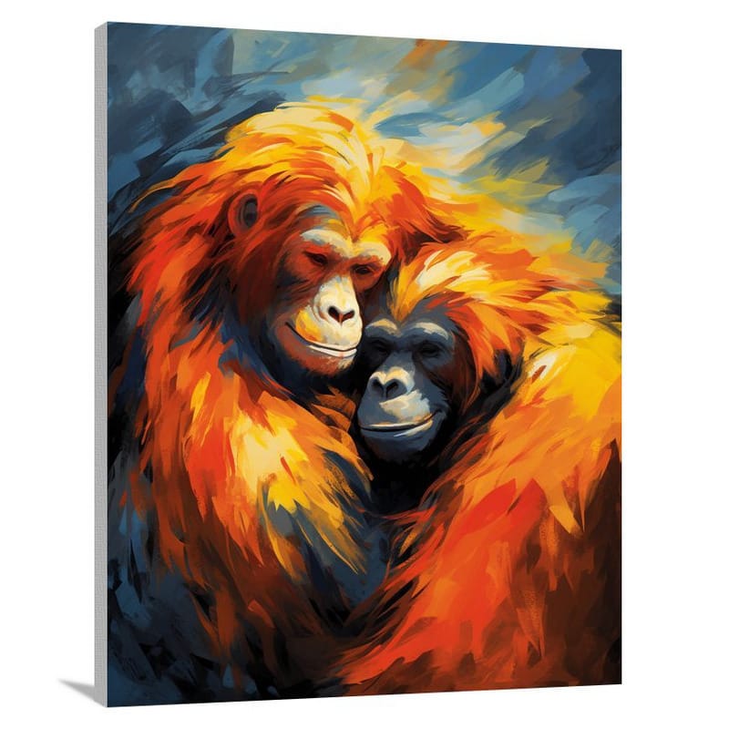 Whispers of Freedom: Orangutan Embrace - Canvas Print