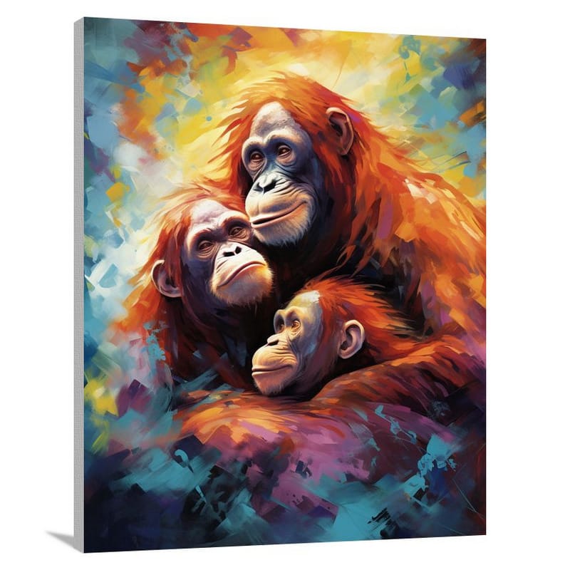 Whispers of Freedom: Orangutan Embrace - Pop Art - Canvas Print
