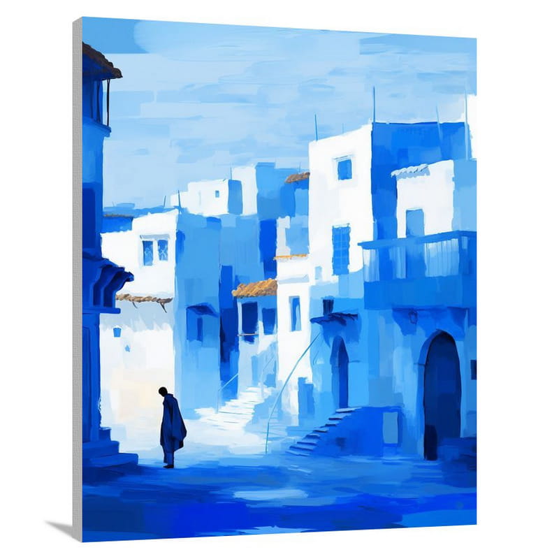 Whispers of Tranquility: Morocco's Blue City - Canvas Print