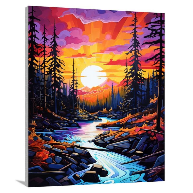 Wilderness Whispers: Canada's Pristine River - Pop Art - Canvas Print
