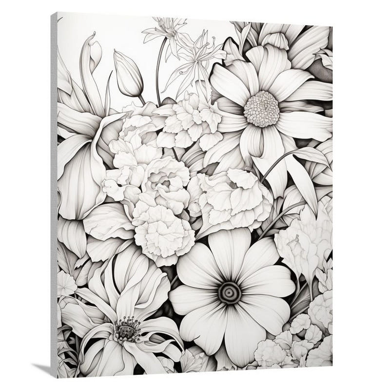 Wildflower - Black and White - Canvas Print