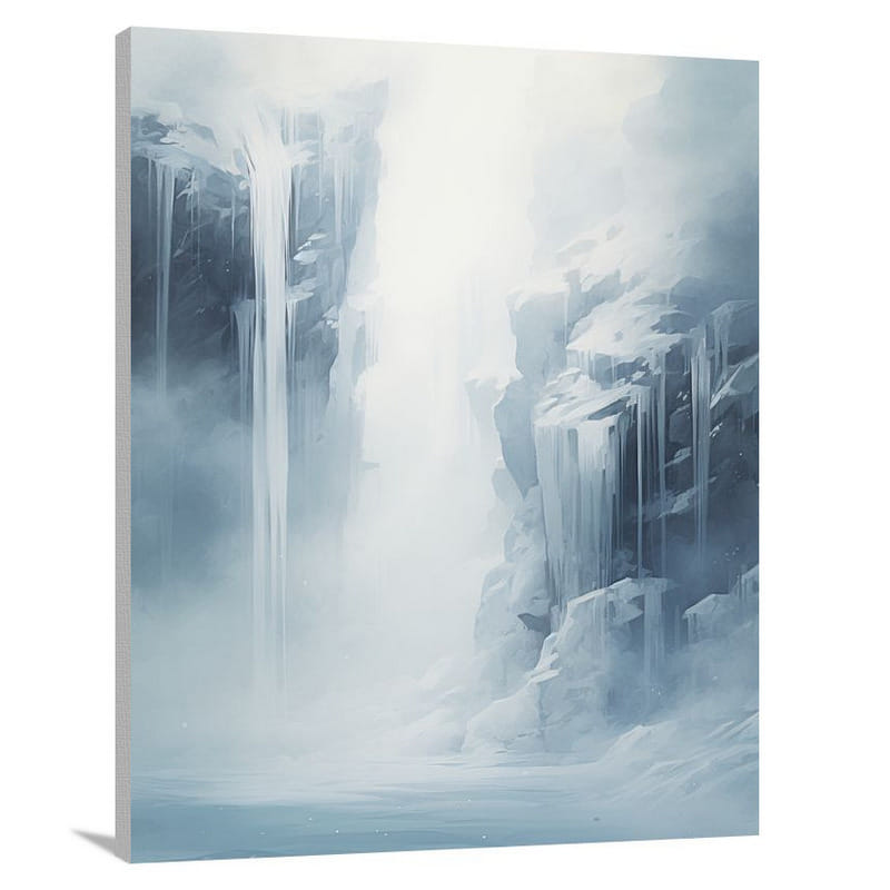 Winter's Frozen Cascade - Canvas Print