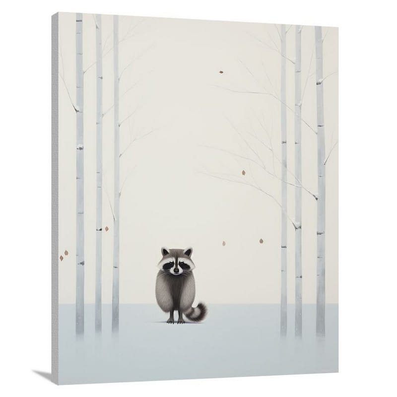 Winter's Serenity: Raccoon - Canvas Print