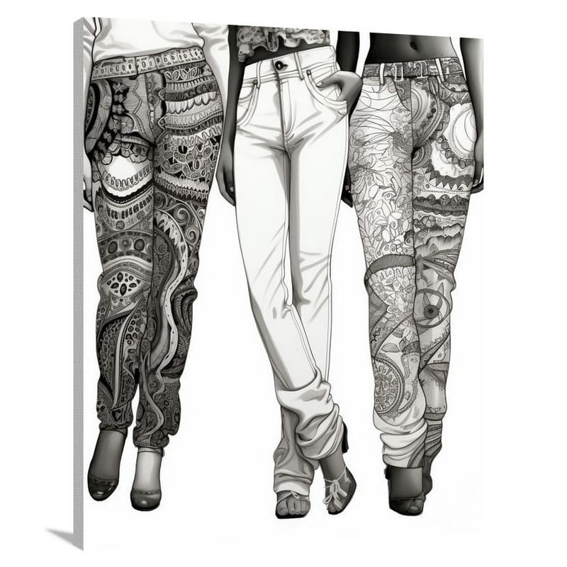 Women's Pant - Black and White - Canvas Print