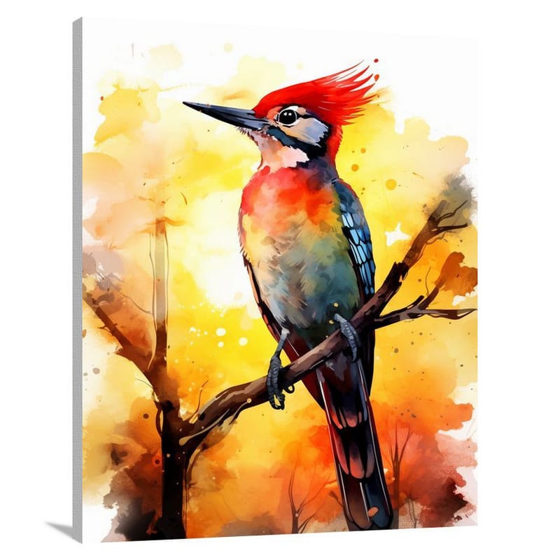 Woodpecker's Serenade - Watercolor - Canvas Print