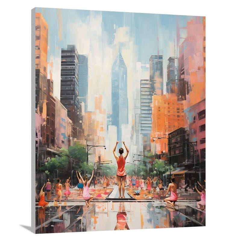 Yoga in the Urban Symphony - Canvas Print