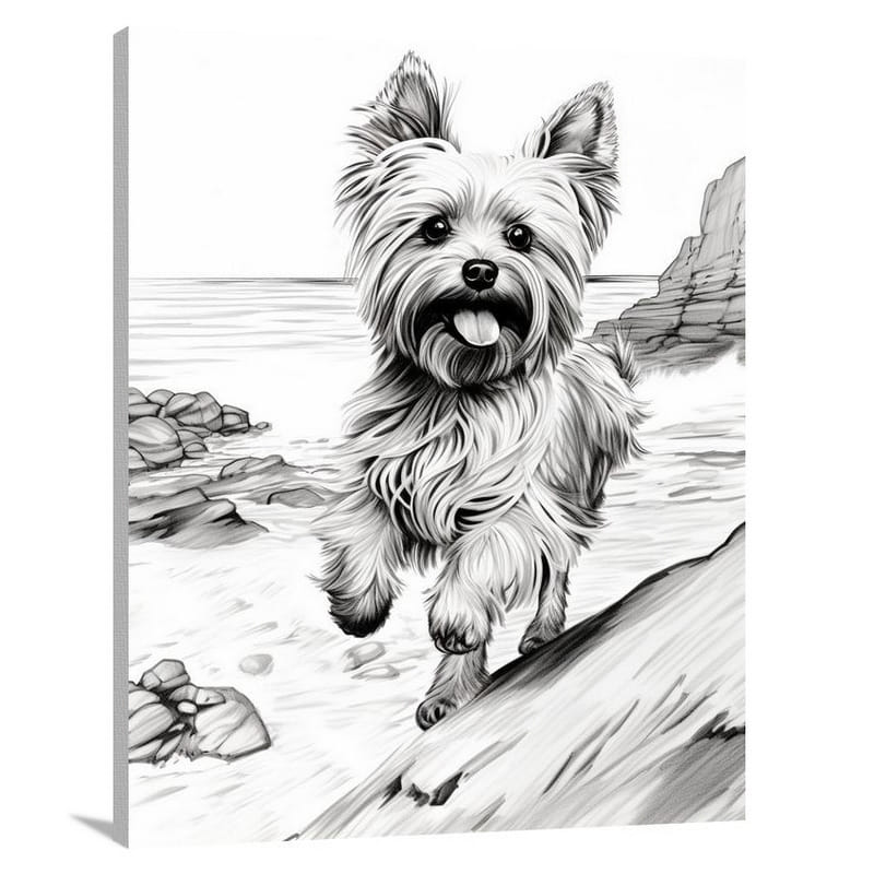 Yorkshire Terrier's Coastal Symphony - Canvas Print