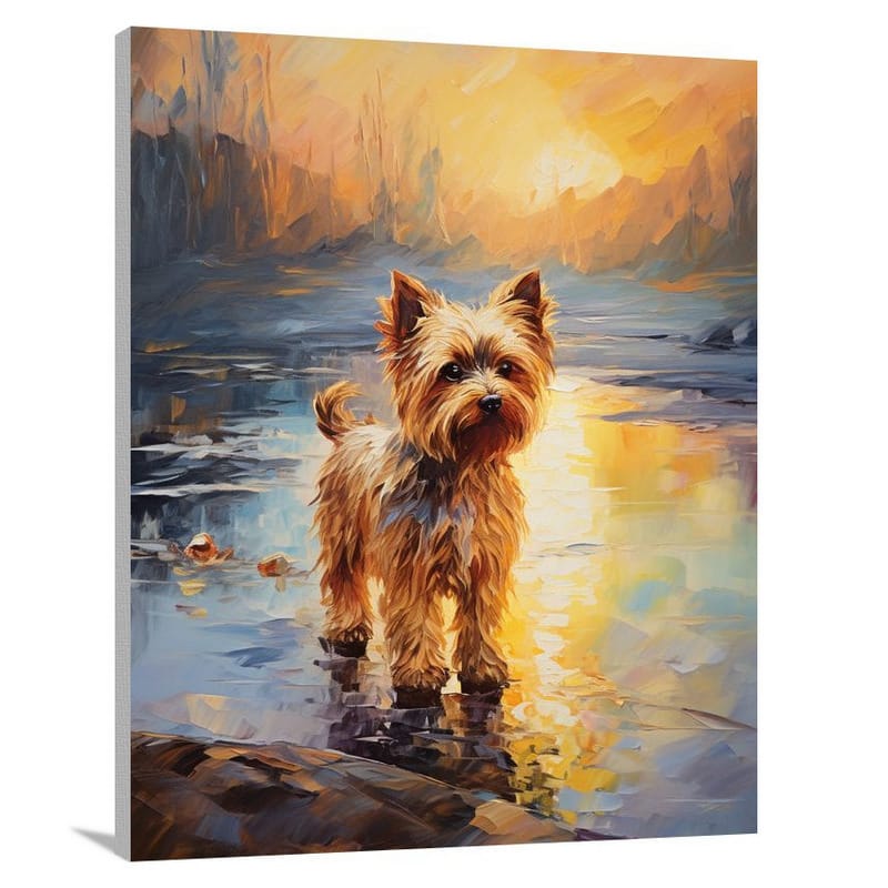 Yorkshire Terrier's Sunset Stroll - Impressionist - Canvas Print