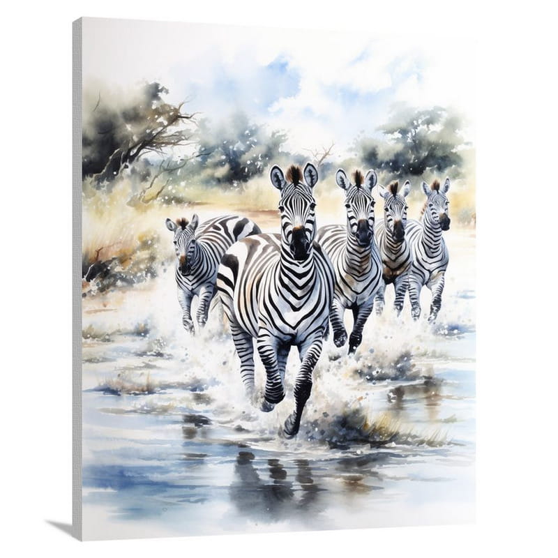 Zebra's Serene Crossing - Canvas Print