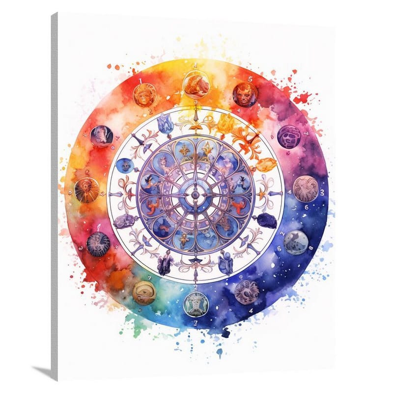 Zodiac Kaleidoscope - Watercolor - Canvas Print