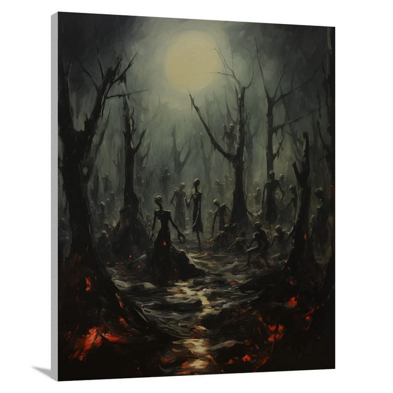 Zombie Fantasy: Moonlit Haunting - Impressionist - Canvas Print