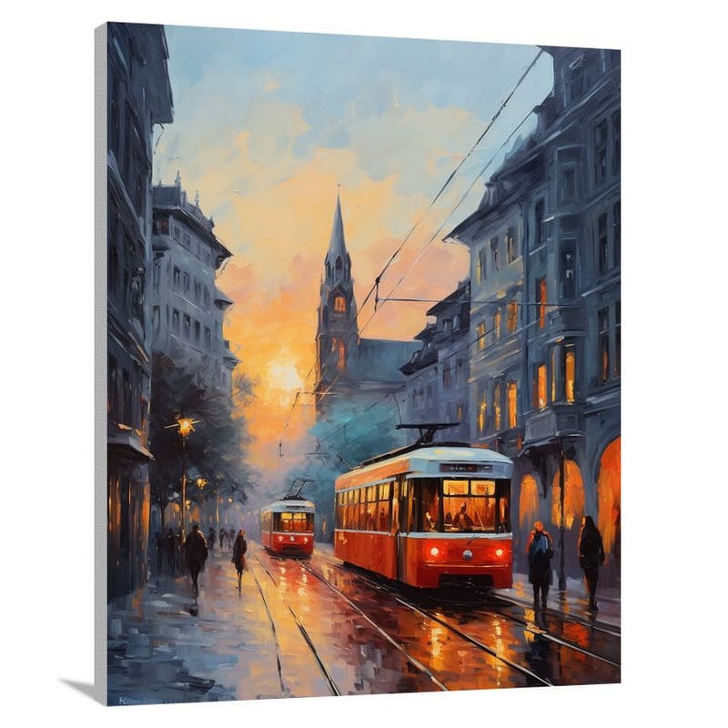 Zurich Twilight - Impressionist - Canvas Print